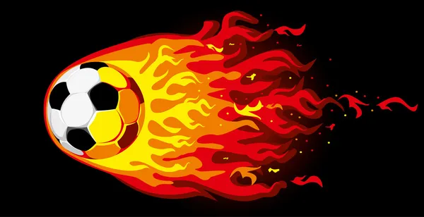 Bola de fútbol fuego — Vector de stock