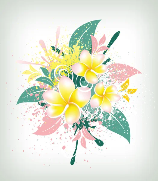 Fundo com plumeria flor —  Vetores de Stock