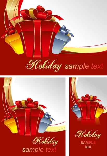 Set of backgrounds with gift boxes — Stock Vector