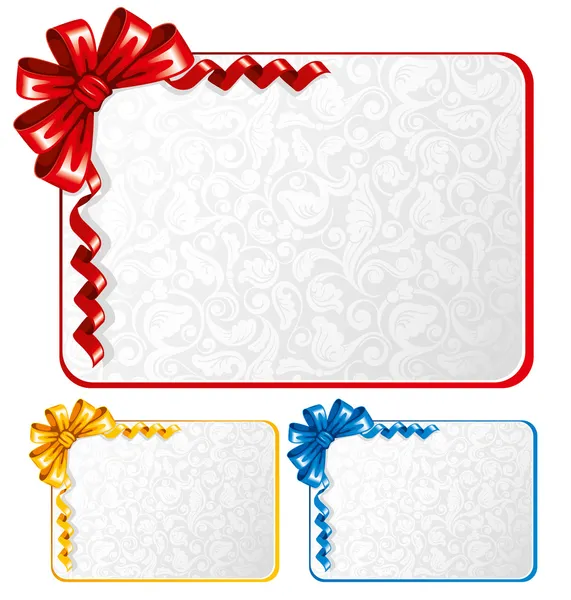 Set of bows with greeting cards — Stock Vector