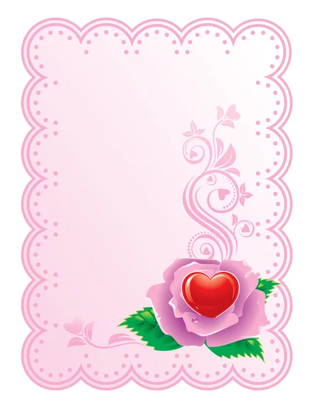 Szív roses központjában. Valentin-nap. — Stock Vector