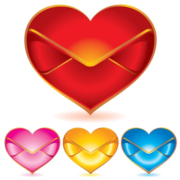 Set de iconos de correo electrónico de San Valentín — Vector de stock