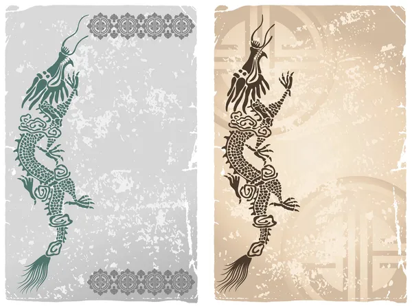 Grunge fond avec des dragons — Image vectorielle
