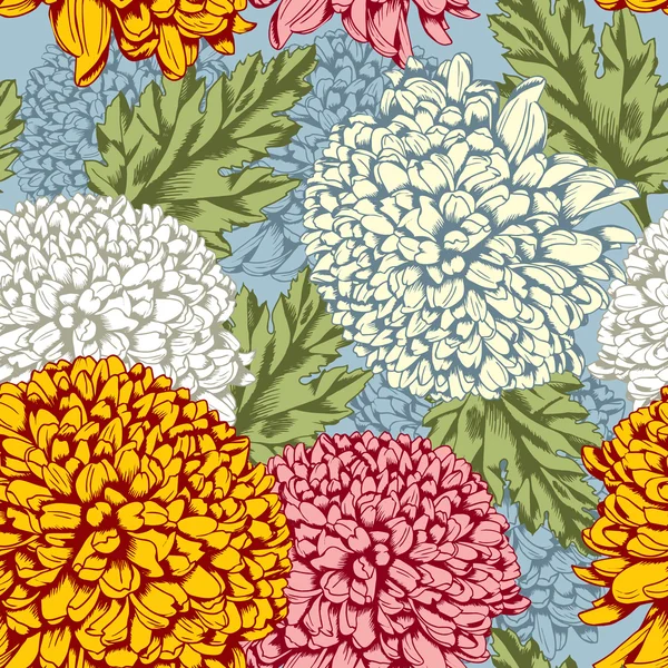 Excellent seamless pattern with chrysanthemum — Stock Vector