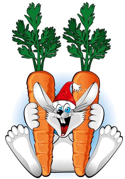 Nouvel an 2011 : Lapin heureux avec deux grandes carottes — Image vectorielle