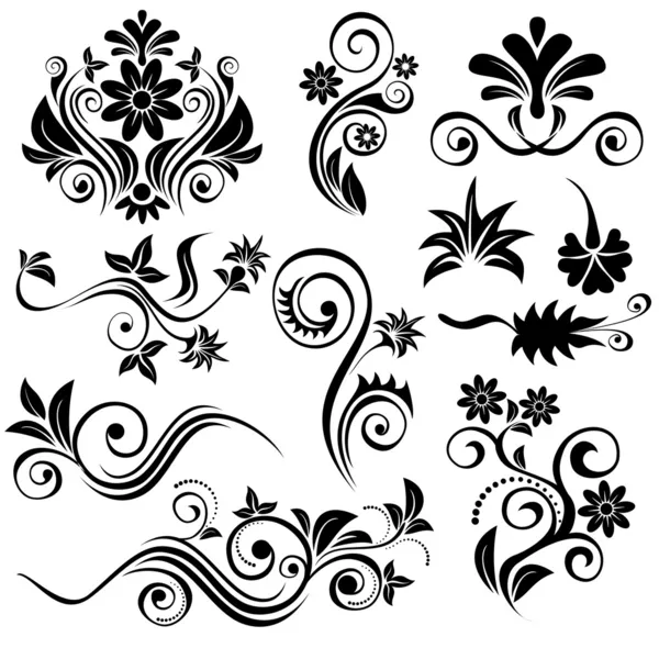 Elementos de diseño floral — Vector de stock