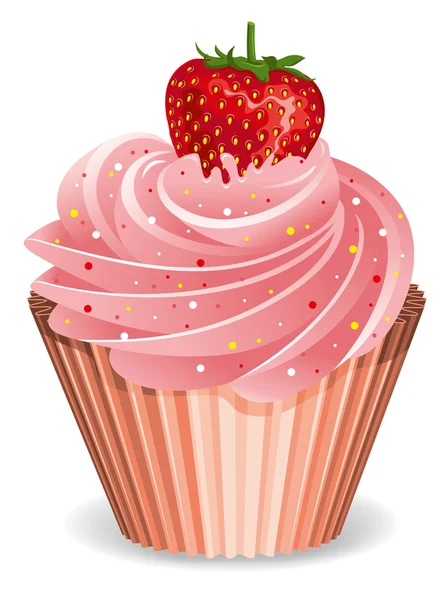 Cupcake com morango — Vetor de Stock