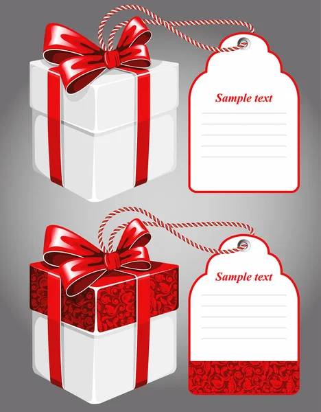 Caja de regalo con etiqueta — Vector de stock