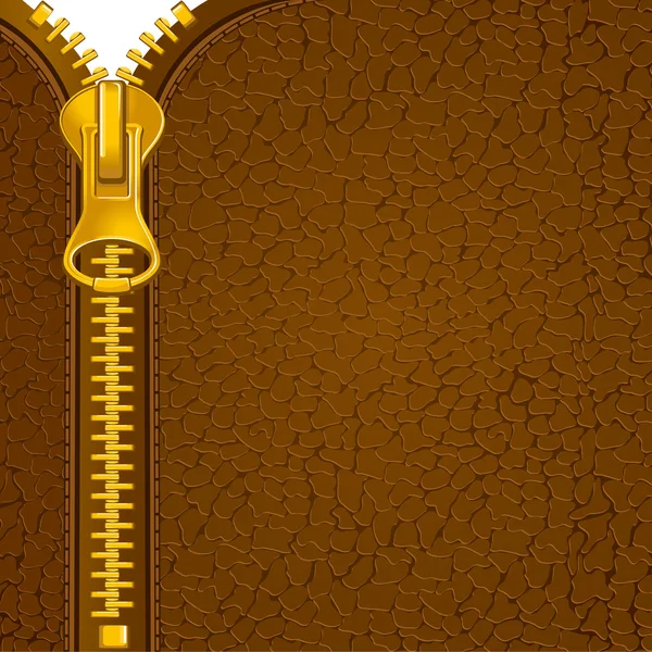 Fermeture éclair sur le matériau en cuir — Image vectorielle