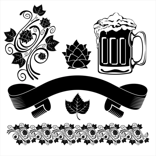 Elementos de diseño de cerveza — Vector de stock