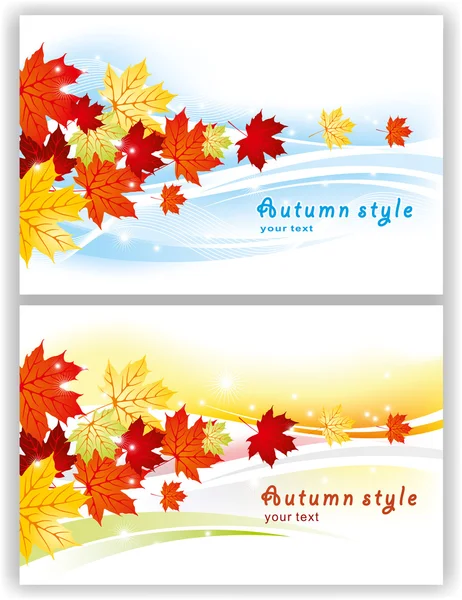 秋天的树叶与卡 — 图库矢量图片
