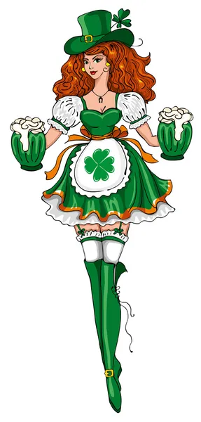 Bella ragazza leprecauno — Vettoriale Stock