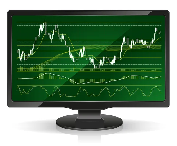 Gráfico de existencias en un monitor — Vector de stock