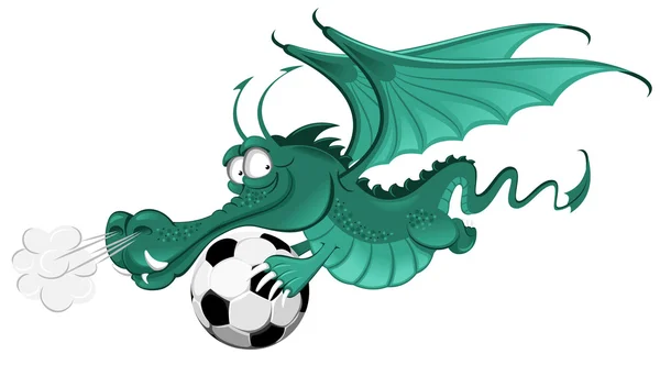 Dragon and soccer ball — Stockvector