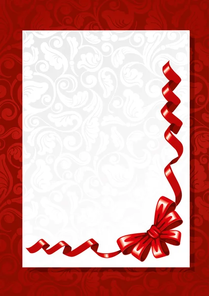 Arc rouge avec carte de voeux — Image vectorielle