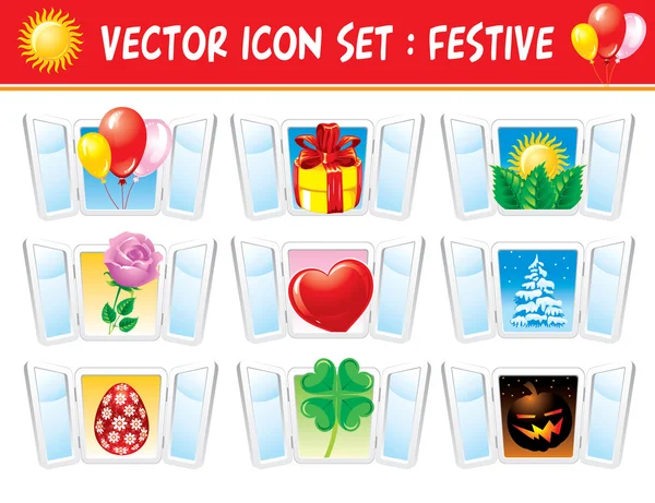 Set holiday icons — Stock Vector