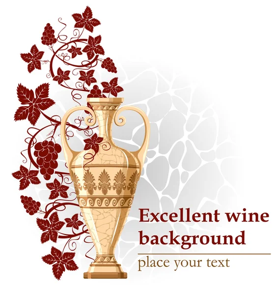 antika amphora ile üzüm ve yaprak