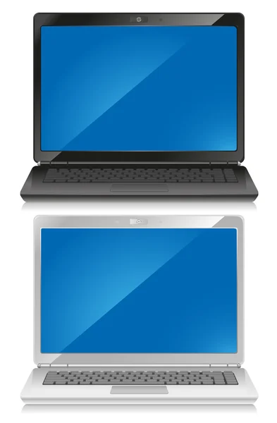 Two laptops, black and white — Stock Vector