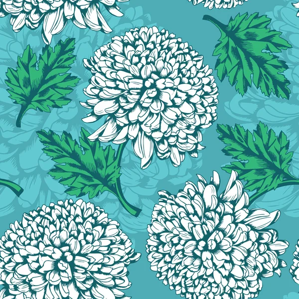 Excellent seamless pattern with chrysanthemum — Stock Vector