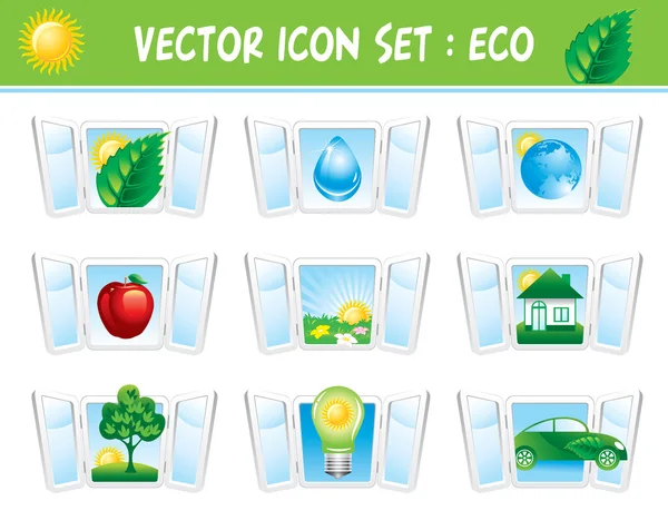 Pictogrammen instellen ecologie — Stockvector