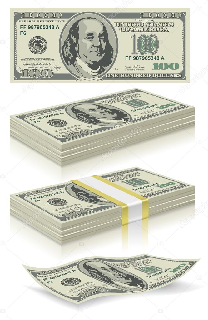 set of dollar bank notes
