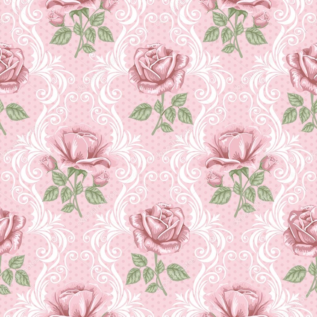 Retro flower seamless pattern - roses