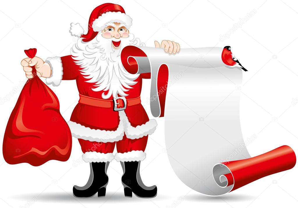Santa Claus with a roll of paper