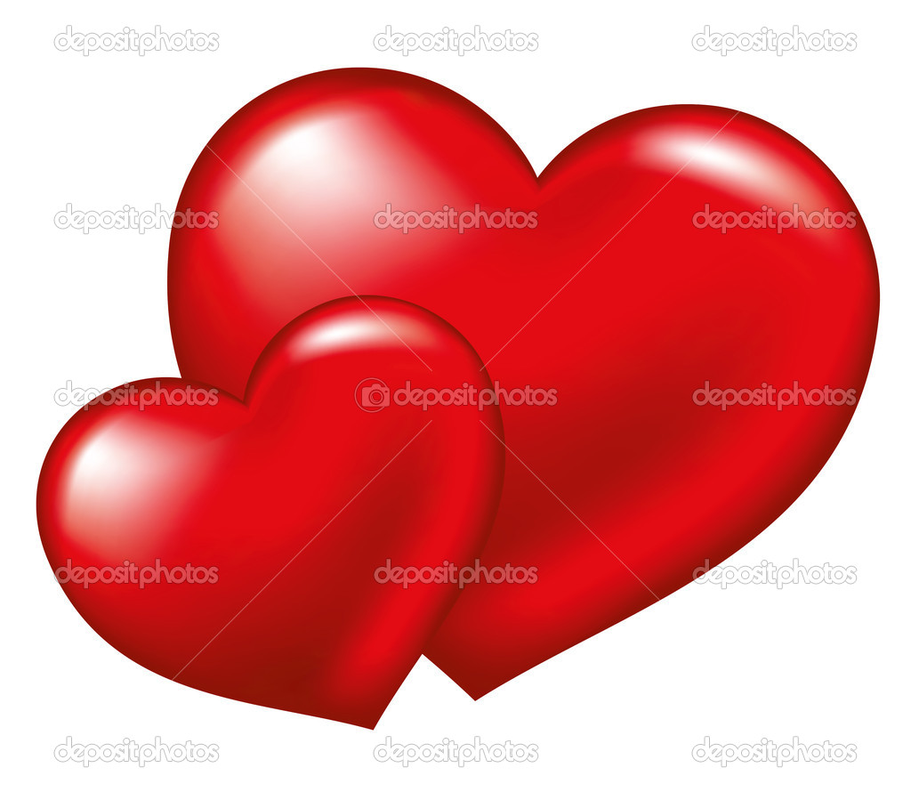 Two red heart, symbol of love