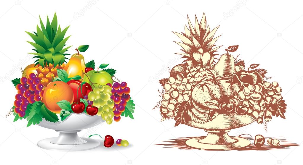 Fruit in a Vase (vector)