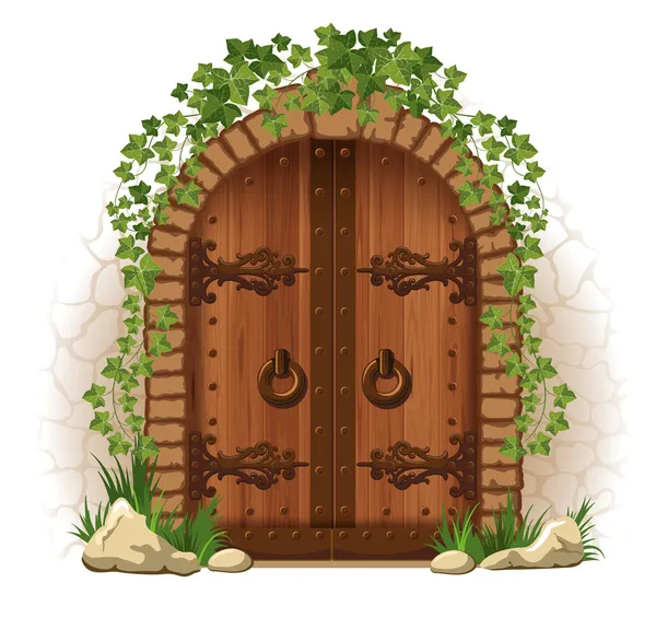 Ivy ile ahşap kapı