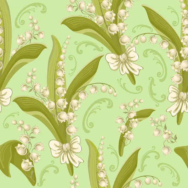 Lilies of the valley. Seamless background. — Stock Vector