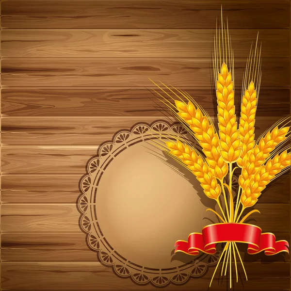 Пшениця на дерев'яному фоні — стоковий вектор