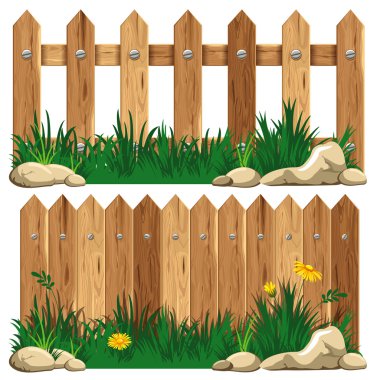 Wooden fence and grass clipart