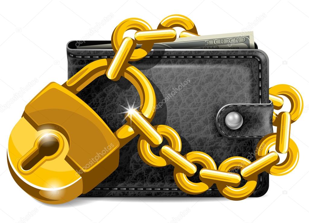 Wallet with padlock