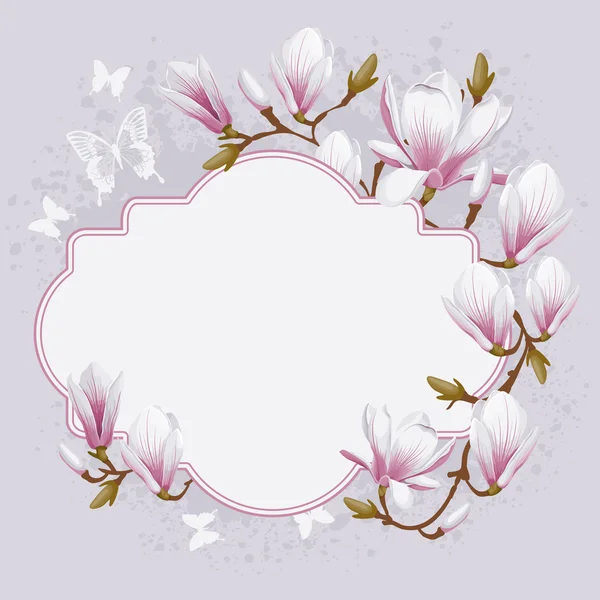 Tarjeta Vintage con magnolia — Archivo Imágenes Vectoriales