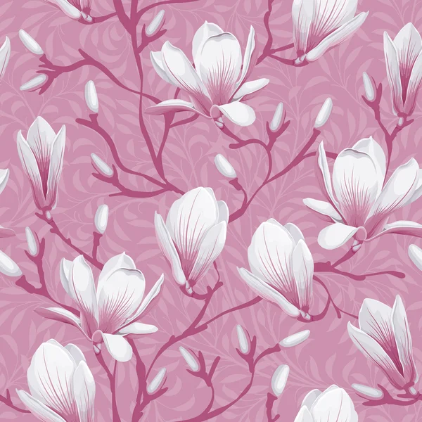 Patrón sin costura floral - magnolia — Vector de stock