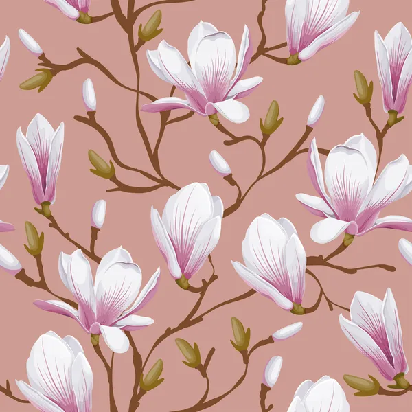 Floral seamless pattern - magnolia — Stock Vector