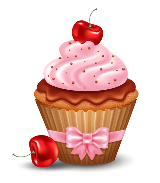 Körsbär cupcake — Stock vektor