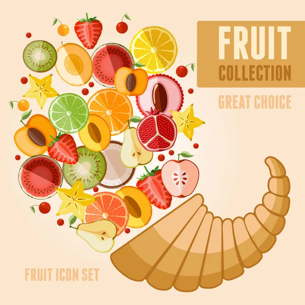 Conjunto de ícones de frutas — Vetor de Stock