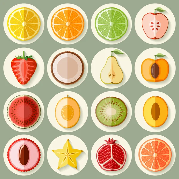 Ensemble d'icônes de fruits — Image vectorielle