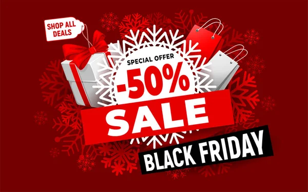 Шаблон Рекламного Баннера Плаката Флаера Black Friday Sale Яркий Веселый — стоковый вектор