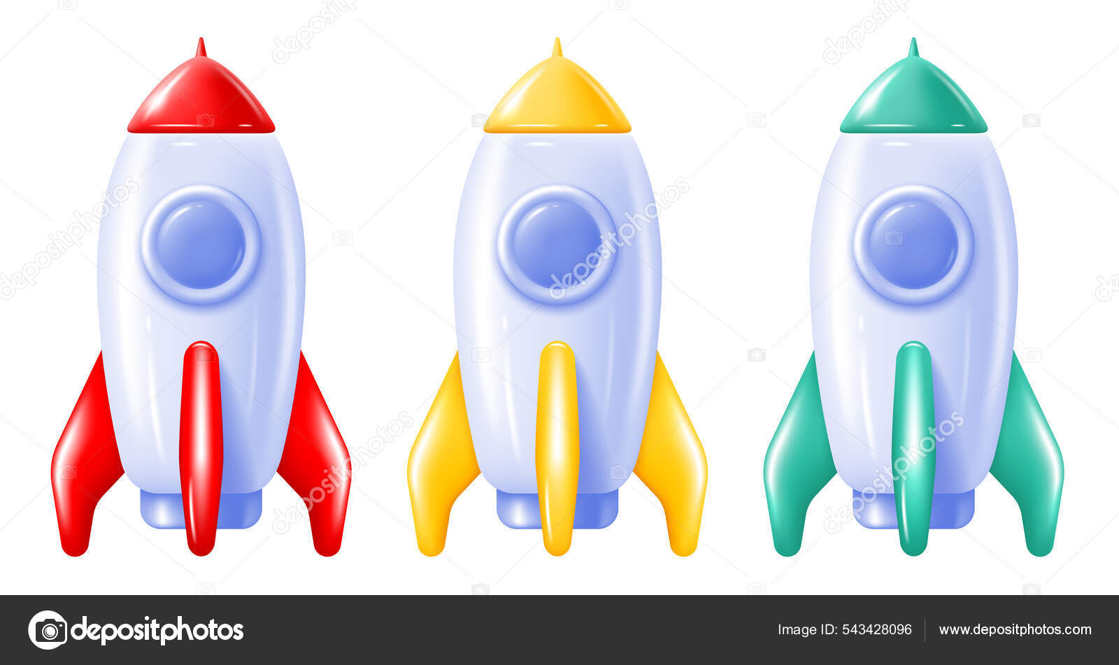 Rocket. Space rocket launch. Project start up. Flying cartoon rocket.  Vector illustration isolated on white background Stock Vector