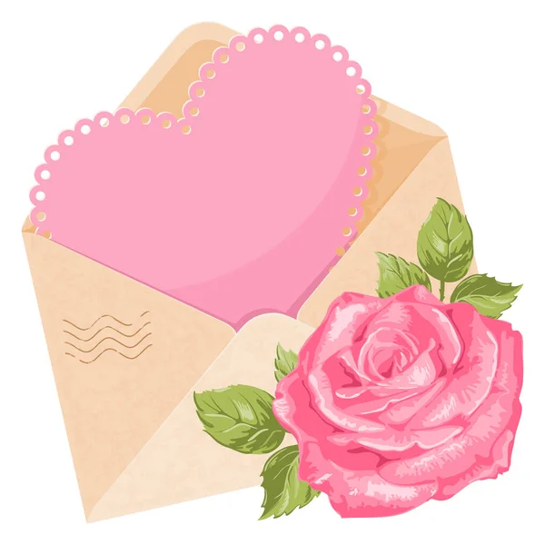 Congratulation Valentine Day Valentine Romantic Love Letter Card Heart Shape — Stock Vector