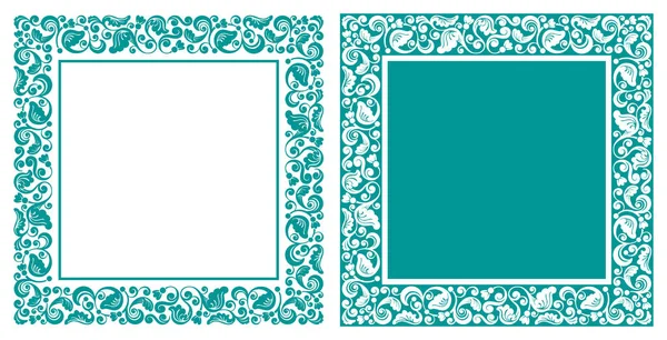 Ensemble Éléments Design Floral Cadres Carrés Avec Des Motifs Élégants — Image vectorielle