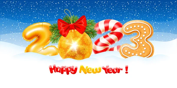 Merry Christmas Happy New Year 2023 Greeting Digits 2023 Made — Vector de stock