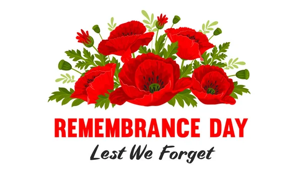 Κάρτα Μνήμης Για Μην Ξεχάσουμε Σύνθεση Του Καρτούν Κόκκινα Λουλούδια — Διανυσματικό Αρχείο