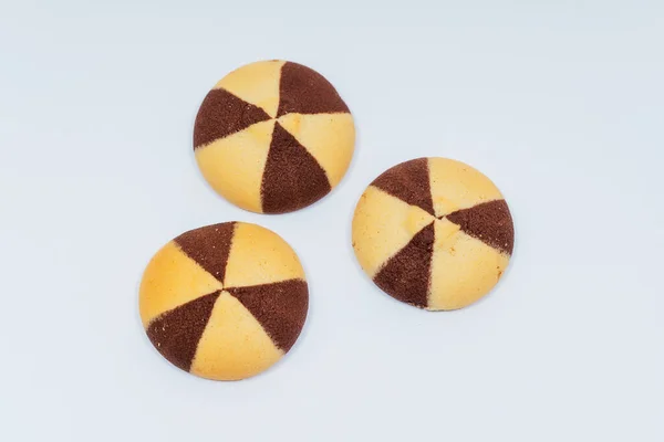 Shortbread Cookies Mit Schokolade Auf Weißem Hintergrund Hausgemachte Kekse Aus — Stockfoto