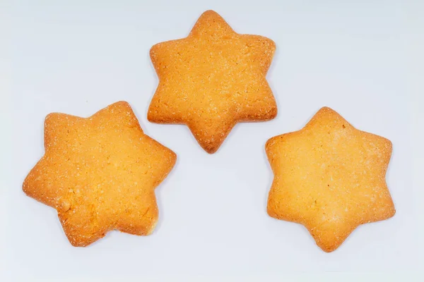 Galletas Diferentes Formas Sobre Fondo Blanco Galletas Caseras Cerca Galletas — Foto de Stock