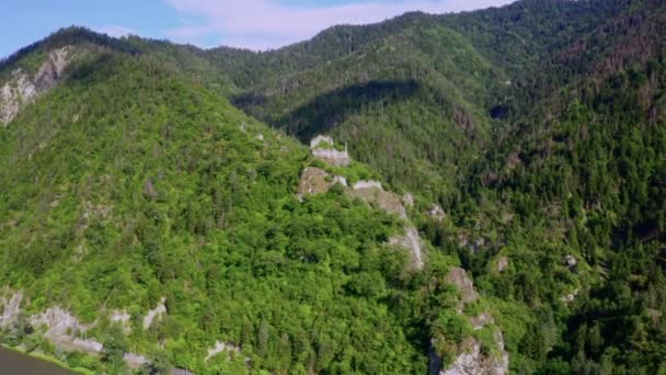 Sisa Sisa Benteng Kuno Pegunungan Kota Resor Borjomi Georgia Kastil — Stok Video