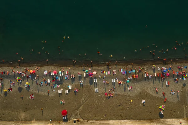 Панорама Воздуха Пляж Кобулети Грузии Галечный Городской Пляж Вид Черное — стоковое фото